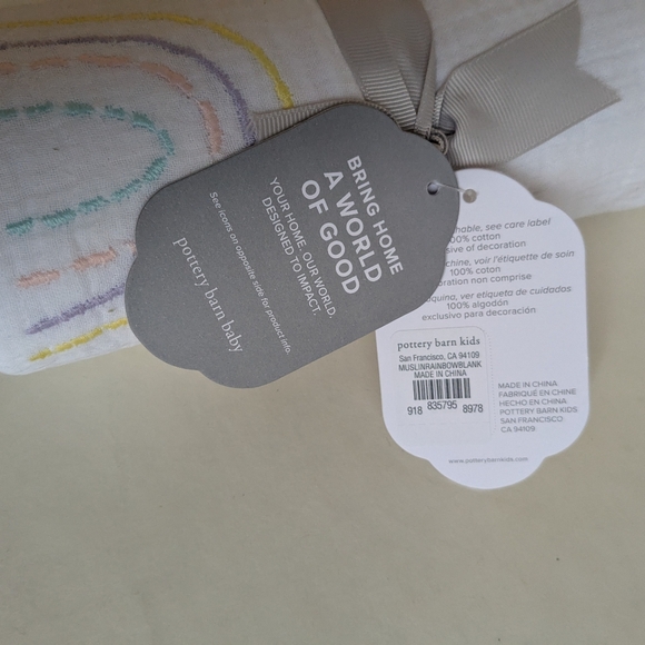 Pottery Barn Kids Rainbow Tassel Muslin Baby Blanket NWT - Picture 12 of 15